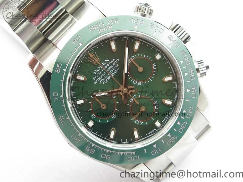 Ceramic A7750 Daytona on Dial SS Green 116520 Real SS Stick Markers Bezel Bracelet Edition UBF Best 0301
